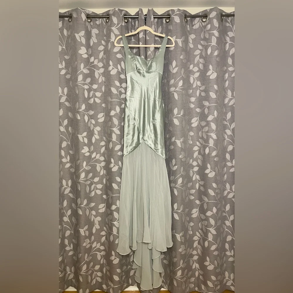 House of CB Vittoria Pistachio Chiffon Floor Length Gown - Picture 7 of 11